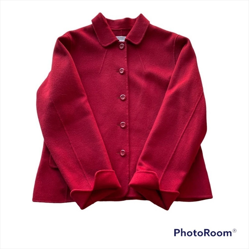 Pendleton Blazer Jacket Size Large Ruby Red Wool … - image 7